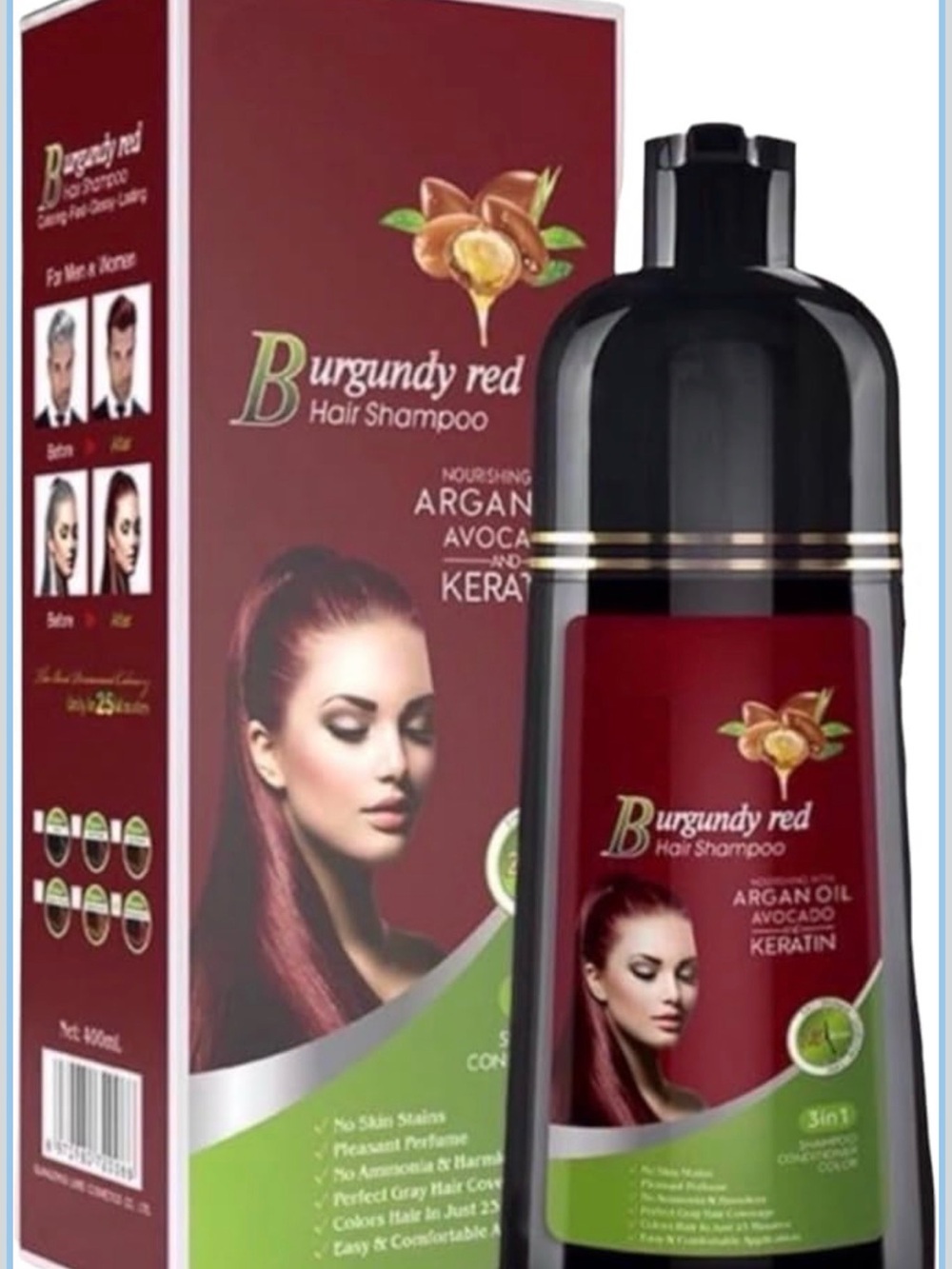 Burgundy Red Hair Shampoo with Argan Oil & Keratin - Color Enhancing